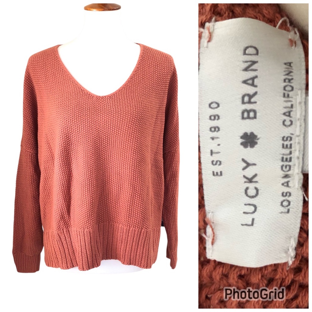 LUCKY BRAND NWT Spring Weight V-Neck Sweater Women’s Large